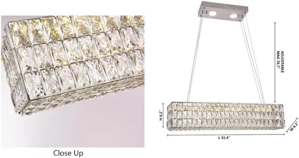 Rectangular Clear Crystal LED Chandelier