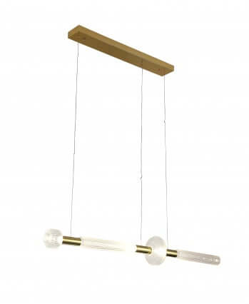 Contemporary Gold LED Chandelier with Glass Linear Design by Bethel International