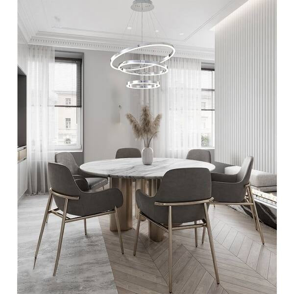 Three Halo Ring Chrome LED Chandelier