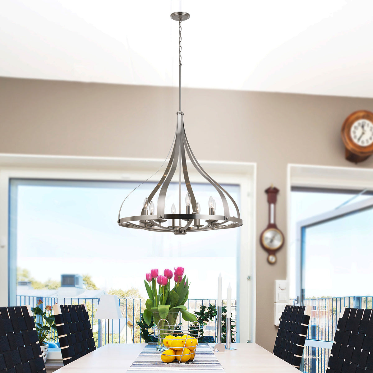 73" Brushed Steel Chandelier