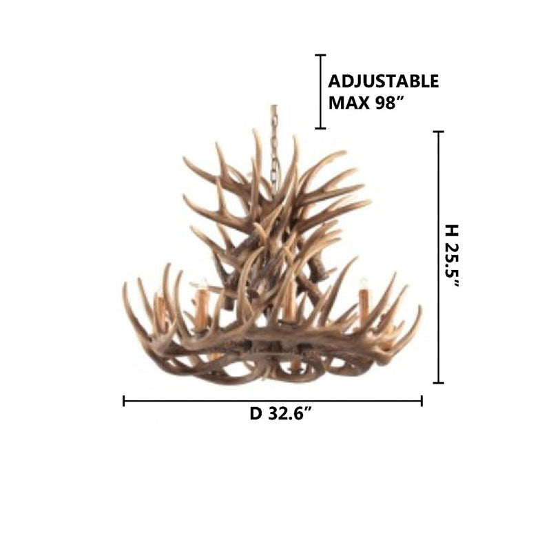 Modern 9-Light Antler Chandelier
