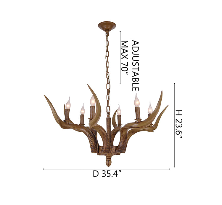 Faux Natural Horn Color Antelope Chandelier