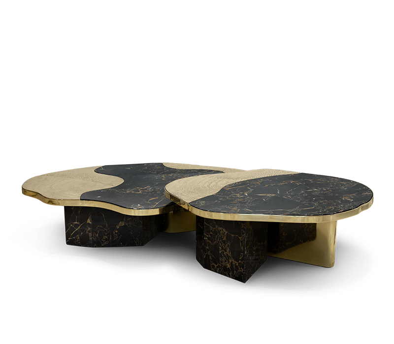 Ophelia Portoro Marble & Gold Center Table