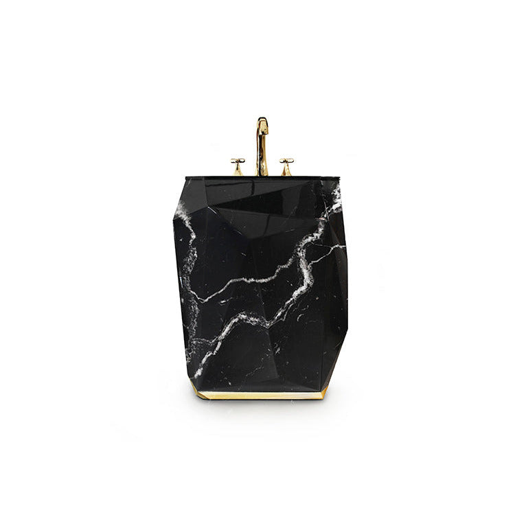 Diamond Faux Marble Pedestal Sink