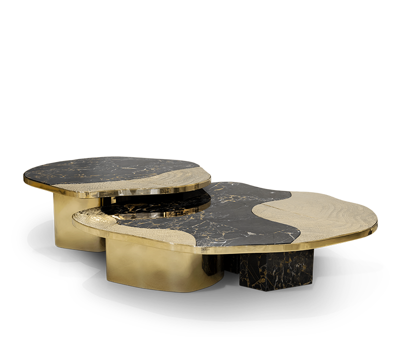 Ophelia Portoro Marble & Gold Center Table
