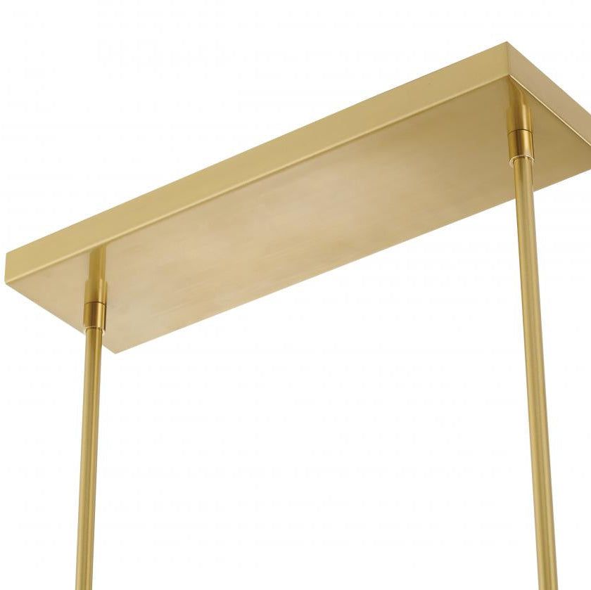 Rectangular Chandelier with Hanging Clear Rippled Glass