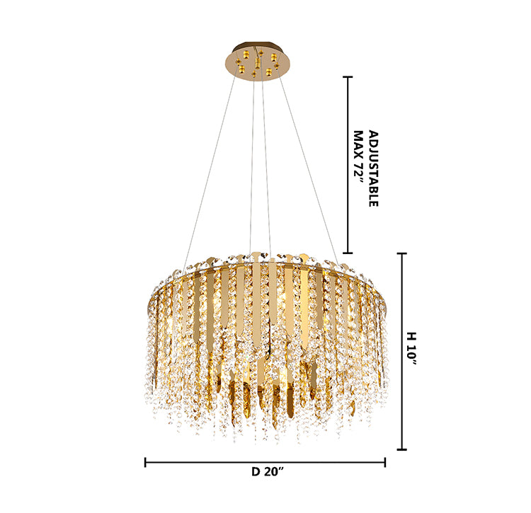 Gold Chandelier With Clear Hanging Crystal Beads