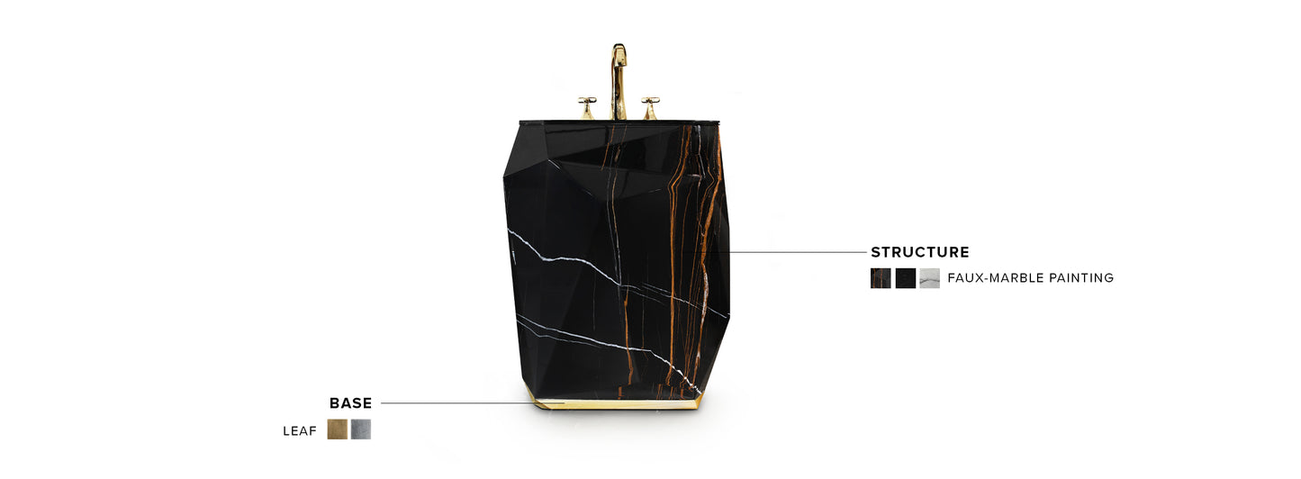 Diamond Faux Marble Pedestal Sink