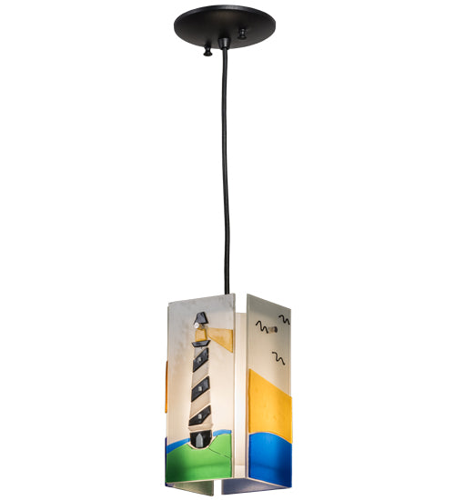 7"W Metro Fusion Lighthouse Quadrato Mini Pendant by Meyda Lighting