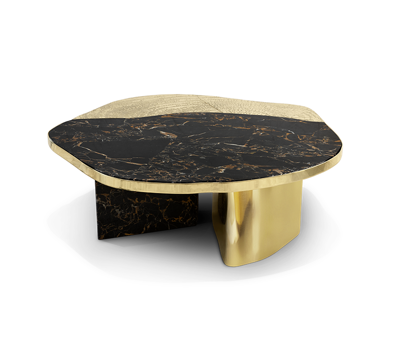 Ophelia Portoro Marble & Gold Center Table