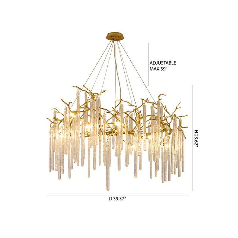 Brass Chandelier with Clear Glass Drops