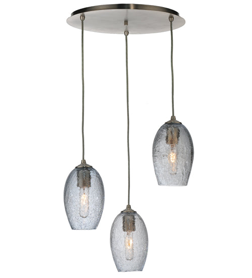 20"W Crackle Orb 3 LT Mouth Blown Cascading Pendant by Meyda Lighting