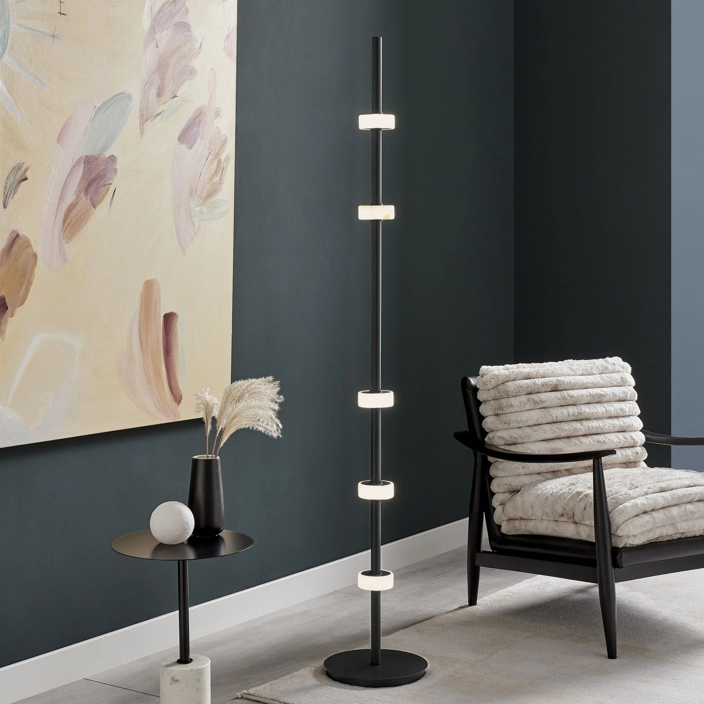 Aluminum And Spanish Alabaster Floor Lamp