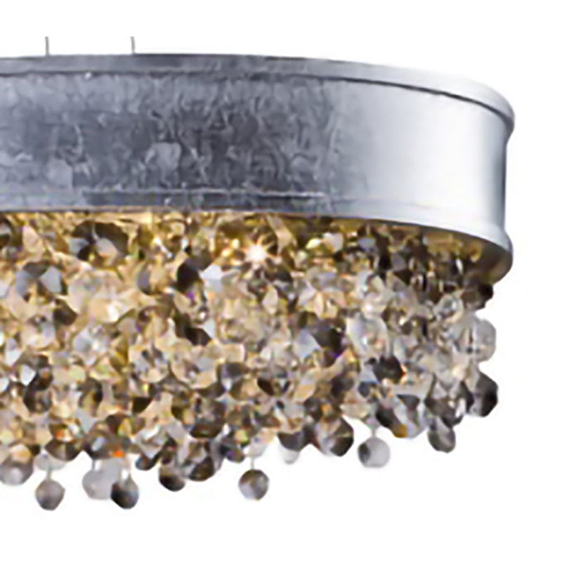 Contemporary Oval LED Chandelier with Smoke & Clear Crystals