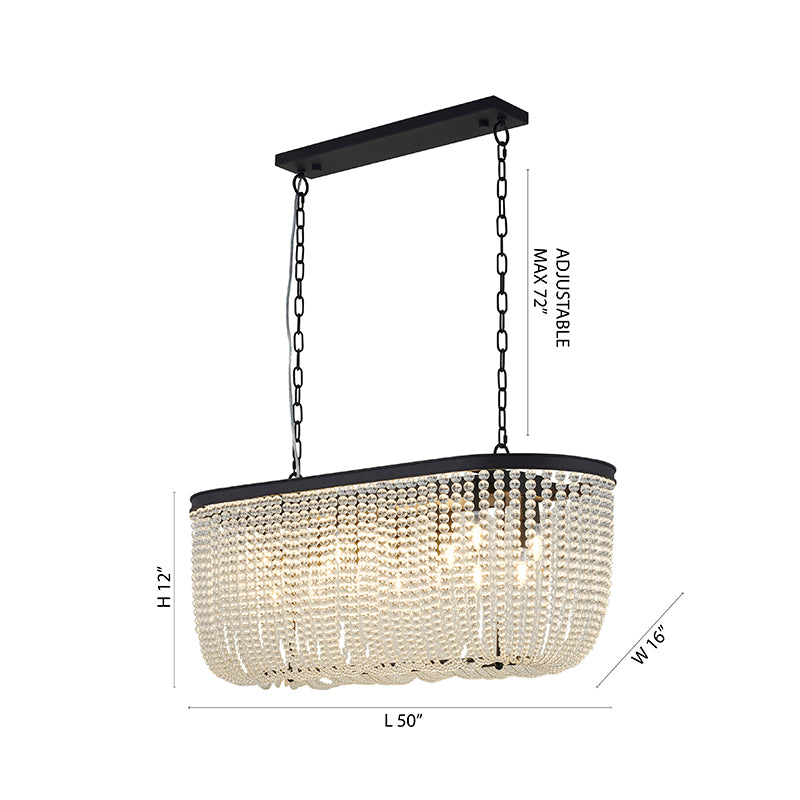 Oval Chandelier With Clear Hanging Crystal Beads
