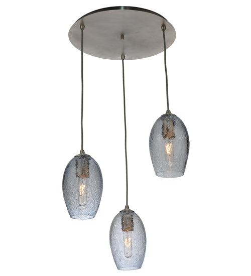 20"W Crackle Orb 3 LT Mouth Blown Cascading Pendant by Meyda Lighting