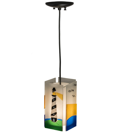 7"W Metro Fusion Lighthouse Quadrato Mini Pendant by Meyda Lighting