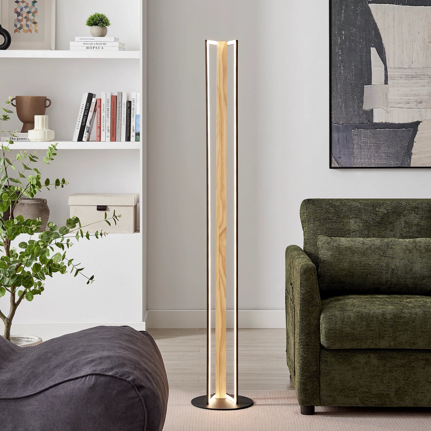 Floor Lamp Iron & Wood