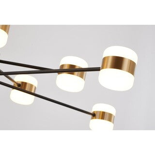 Black Metal Frame LED Chandelier with White & Gold Lights