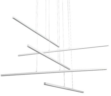 Matte White Frame LED Chandelier with Hanging Stick Pendants