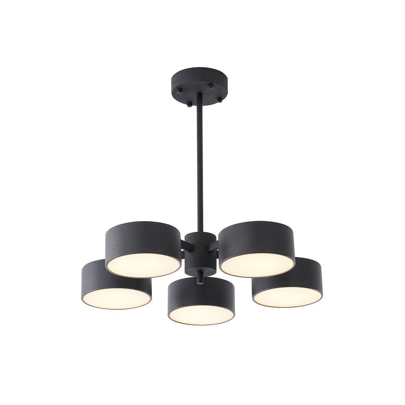 Gold Frame Light Fixture with Black Shades & White Frosted Diffusers