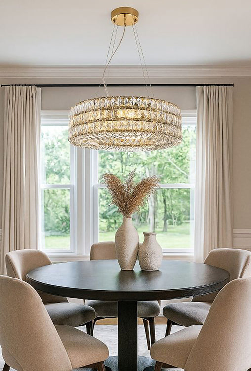 Triple Stacked Clear Crystal Halo Ring Chandelier
