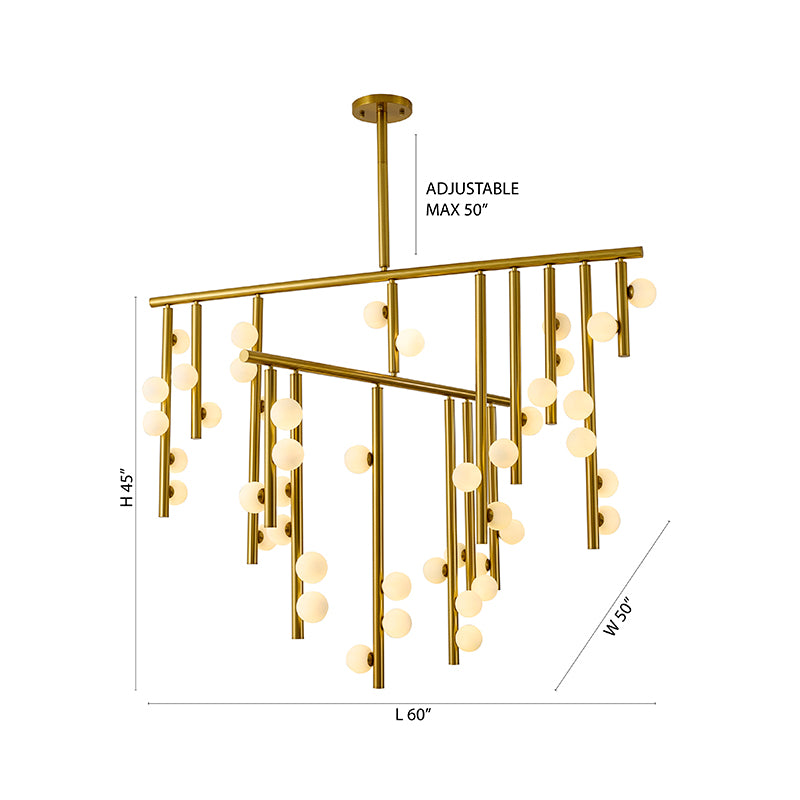 Satin Brass Chandelier With White Glass Ball Shades