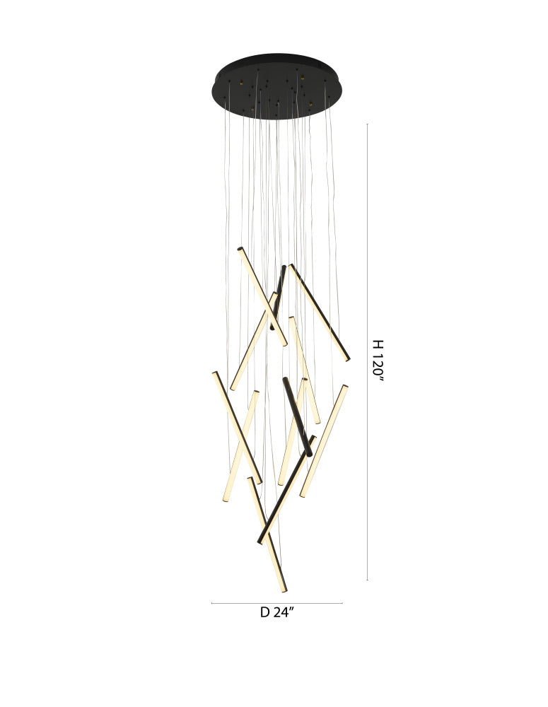 Satin Black Metal LED Chandelier With White Acrylic Diffusers