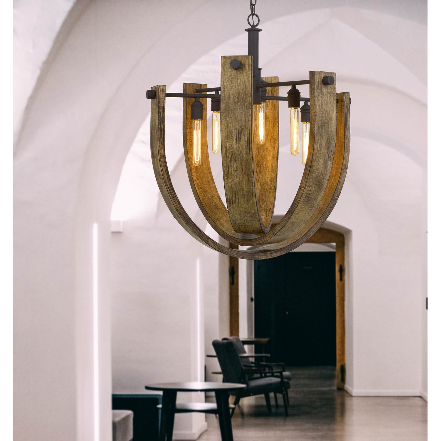 Padova Chandelier Metal & Wood Lighting