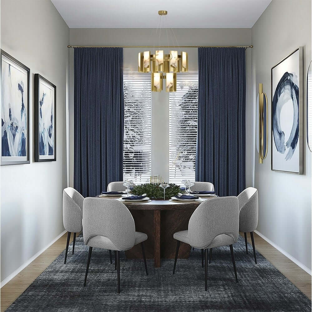 Modern Brass LED Chandelier with Alabaster - Lifestyle view