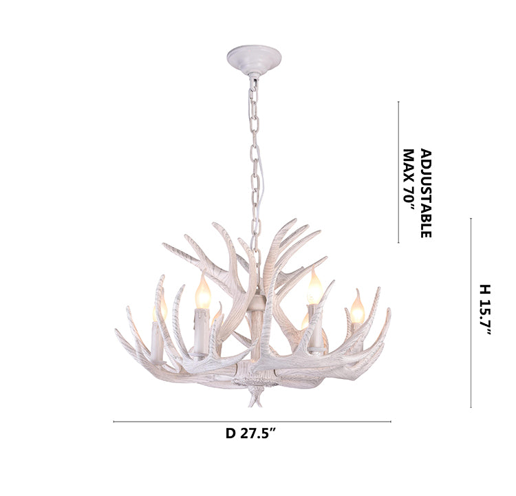 Faux White Antler Chandelier
