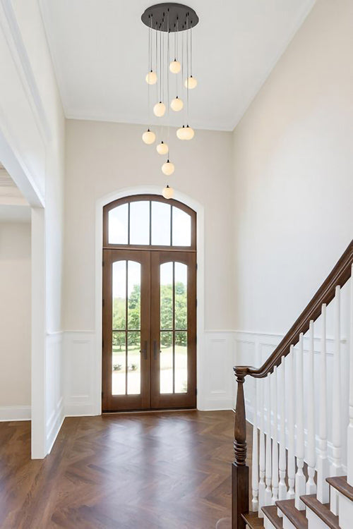 Black Chandelier With Alabaster Pendants