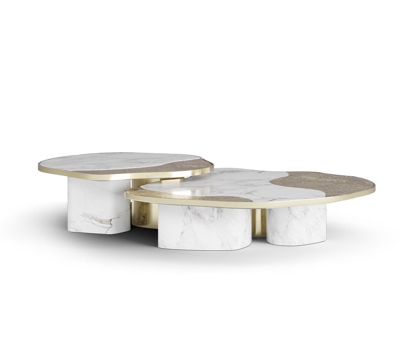 Opelia Calacatta Marble & Gold Center Table