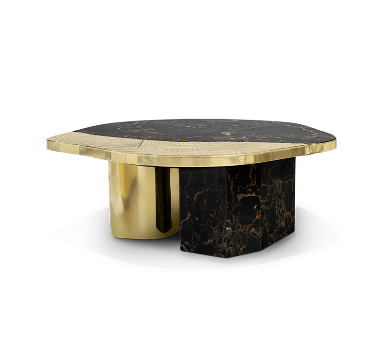 Ophelia Portoro Marble & Gold Center Table