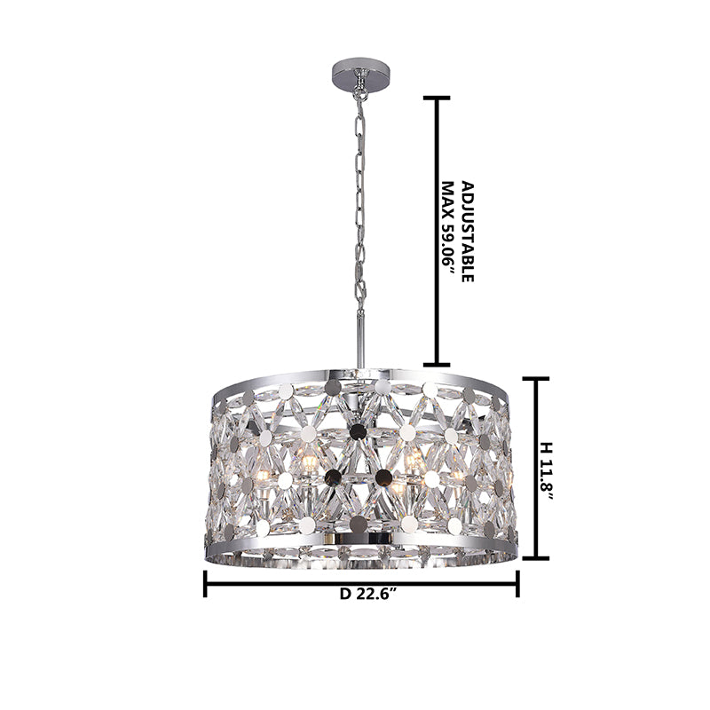 Drum Chandelier With Star Clear Crystal Detailing