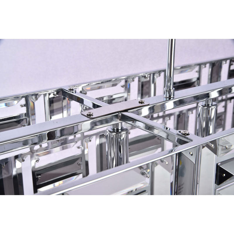 Rectangular Chandelier With Clear And Smoke Crystals