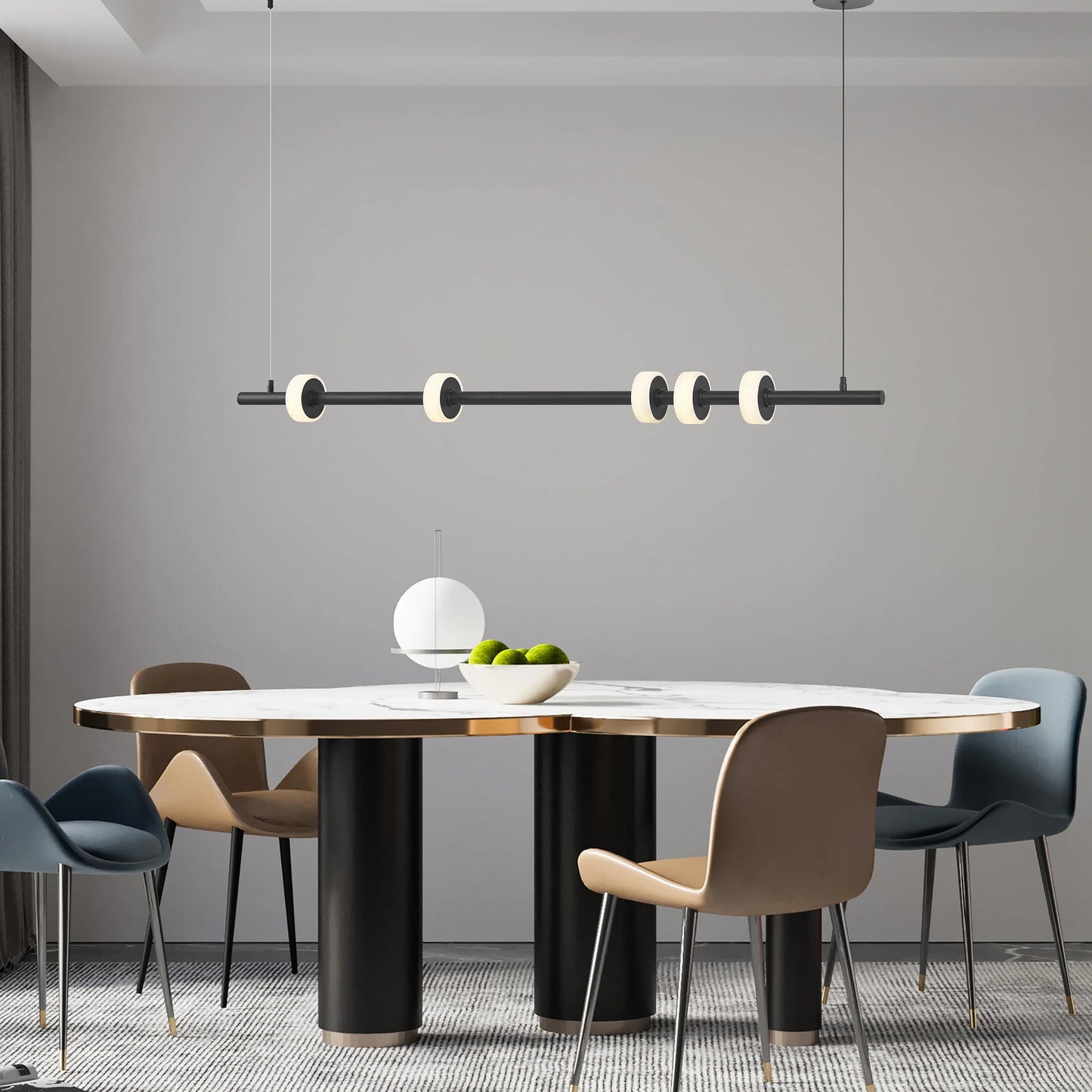 Aluminum And Spanish Alabaster Black Chandelier