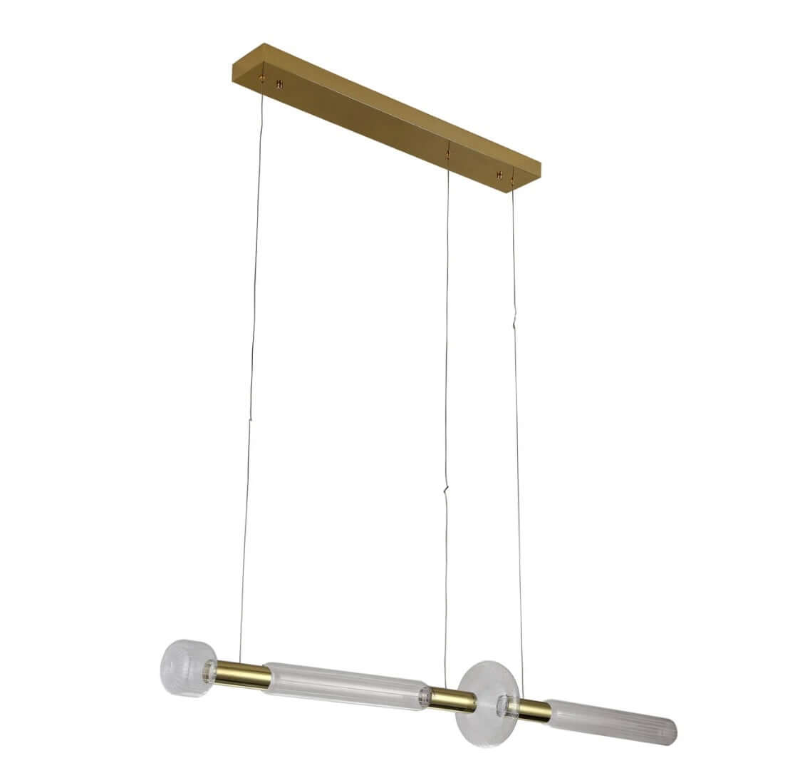 Contemporary Gold LED Chandelier with Glass Linear Design by Bethel International