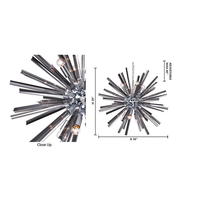 Smoke Glass Spike Chandelier