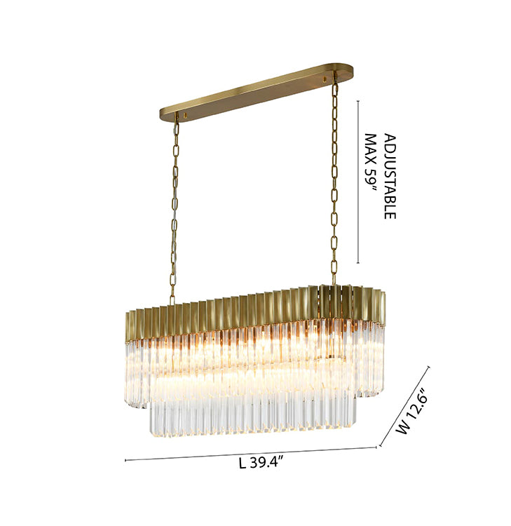 Oval Chandelier With Clear Hanging Crystals