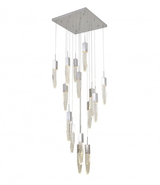 Chrome Frame Chandelier with Hanging Bubble Iceberg Crystal Pendants