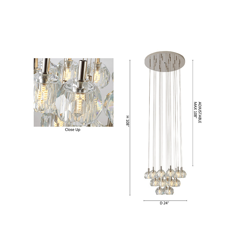 Flushed Chandelier with Clear Crystal Balls