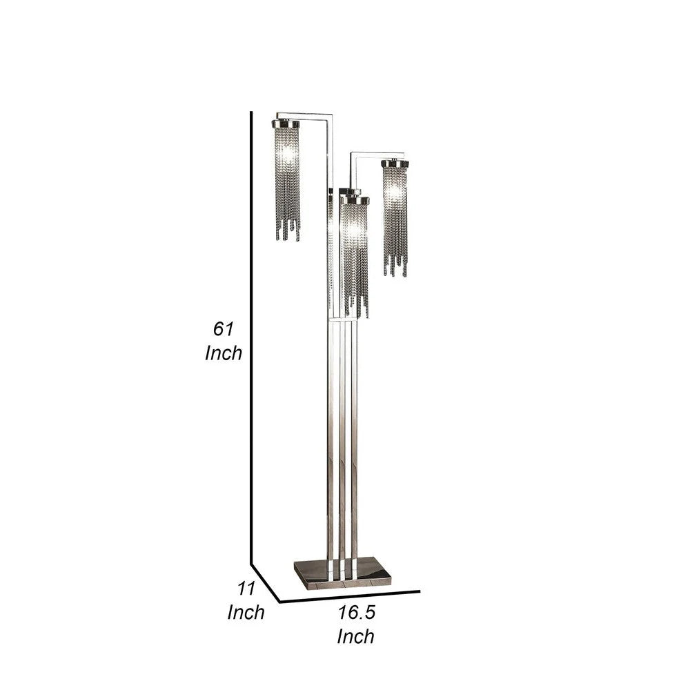 3 Crystal Cascade Style Shade Floor Lamp