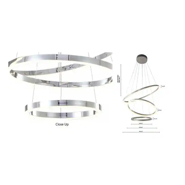 Three Halo Ring Chrome LED Chandelier