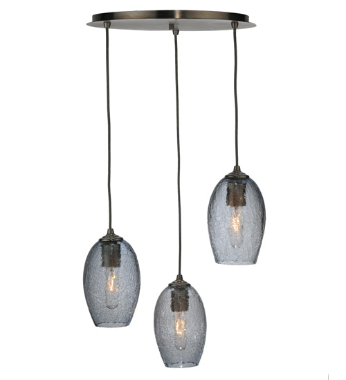 20"W Crackle Orb 3 LT Mouth Blown Cascading Pendant by Meyda Lighting