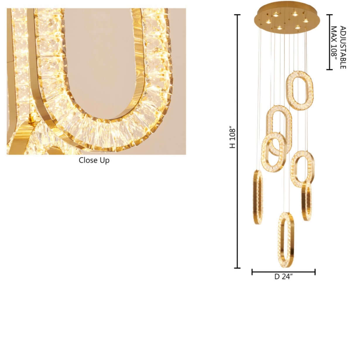 Luxe Gold Crystal Chandelier by Bethel International