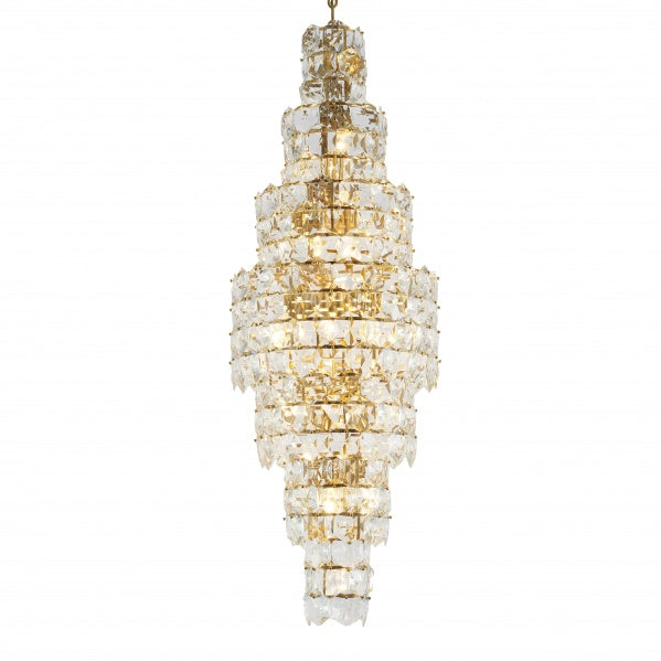Seven-Tier Brass Frame Chandelier