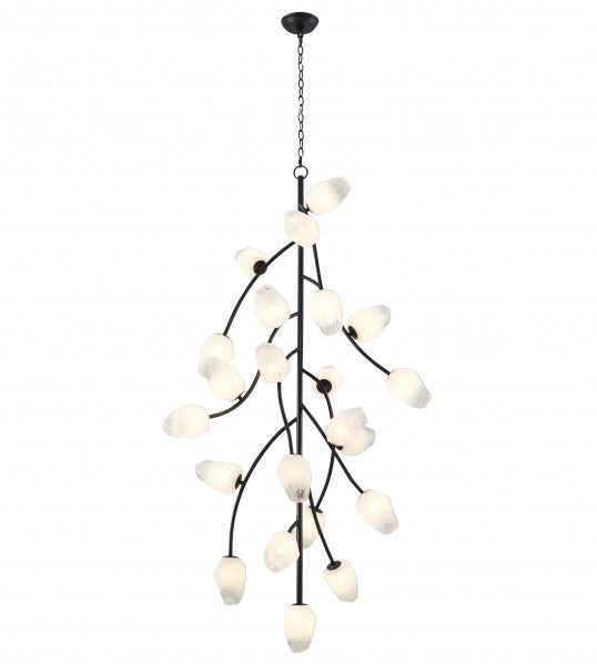 Black Branch Chandelier with White Glass Shades