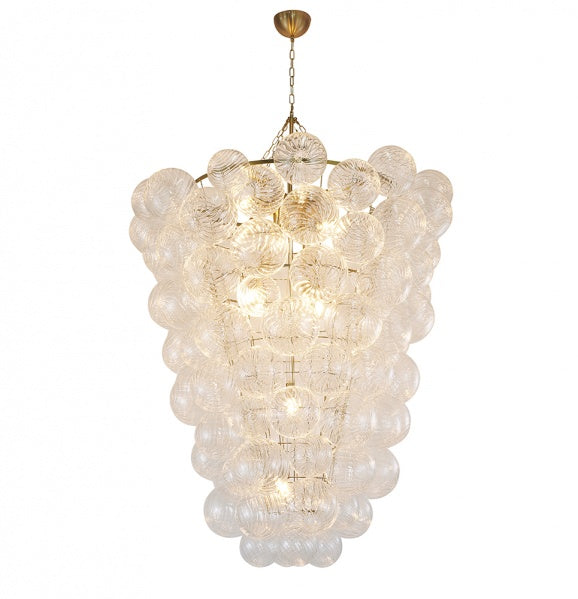 Brass Frame Chandelier featuring Clear Swirl Glass Shades