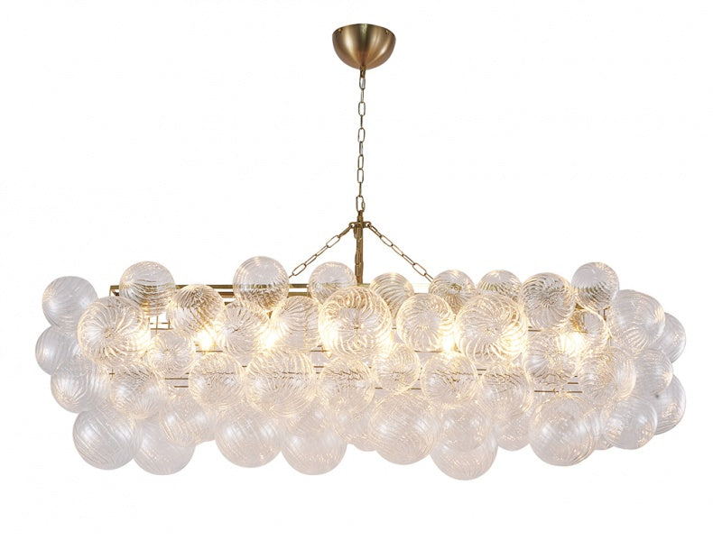Brass Frame Chandelier featuring Clear Glass Swirl Shades